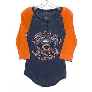 Chicago Bears NFL Teens Apparel Button Henley Raglan Shirt Juniors Small 3-5